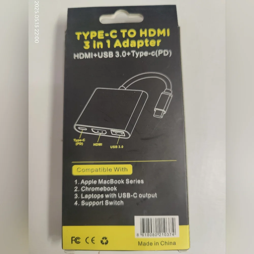 Type-(c) to HDMI 3 in 1 Adapter, to Hdmi, USB 3.0, Type-c(PD)